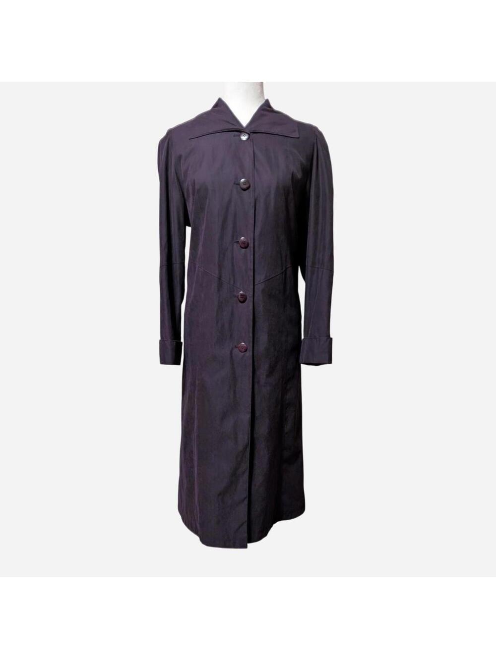 Vintage 80s/90s Plum Purple Faux Suede Trench Coat (6P / Petite Medium)